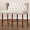 Baxton Studio Alira Beige Upholstered Walnut Wood Button Tufted Bar Stool Bench 160-9947 - alternate 10